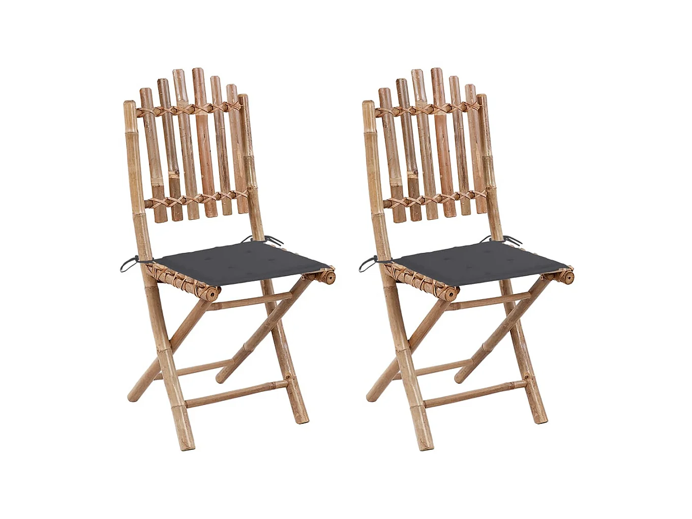Klappbare Gartenstühle 2 Stk.| Outdoor-Stuhl mit Kissen Bambus -gkd890953