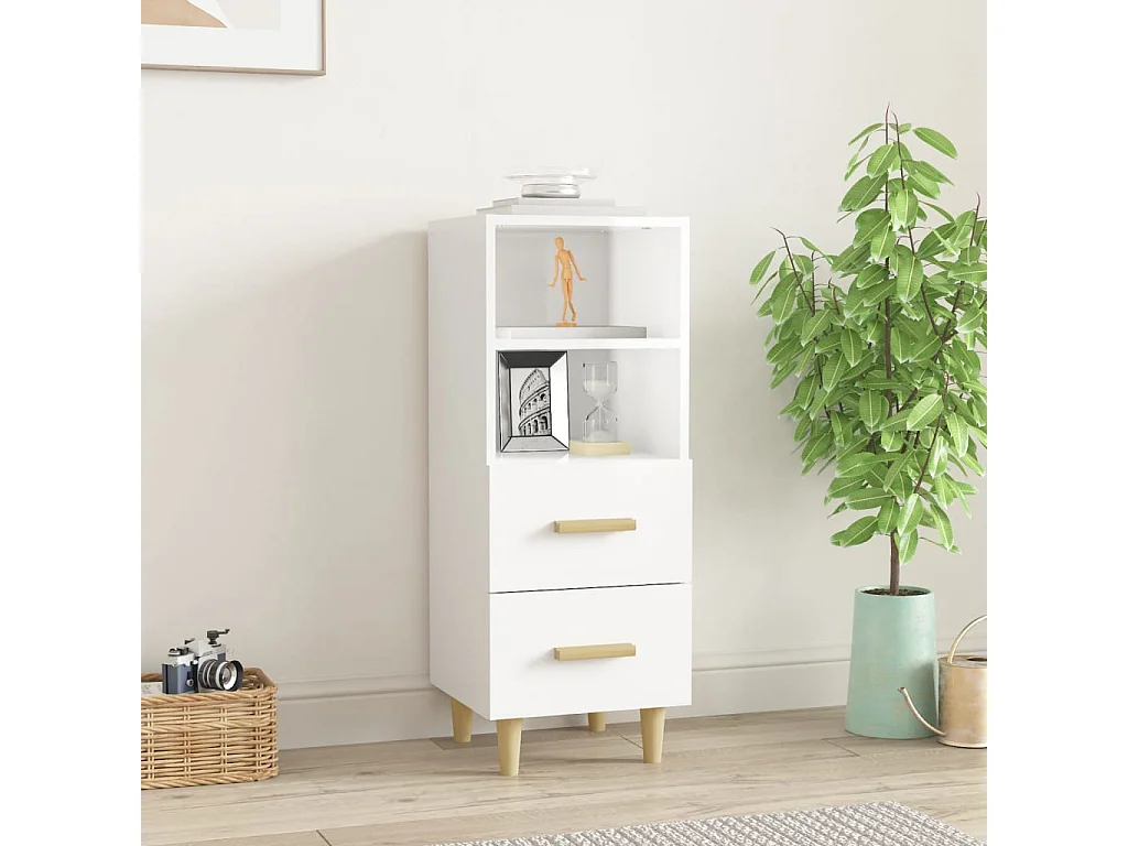 Sideboard Lowboard - Hochglanz-Weiß 34,5x34x90 cm Holzwerkstoff -RM68576