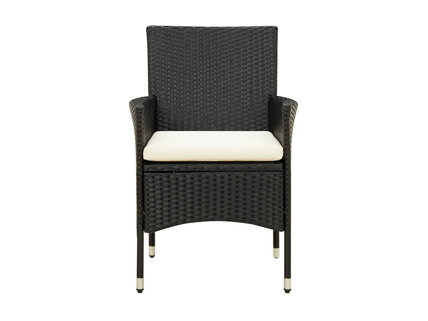 Cadeiras de jardim com almofadões 2 pcs vime PE preto PT427143