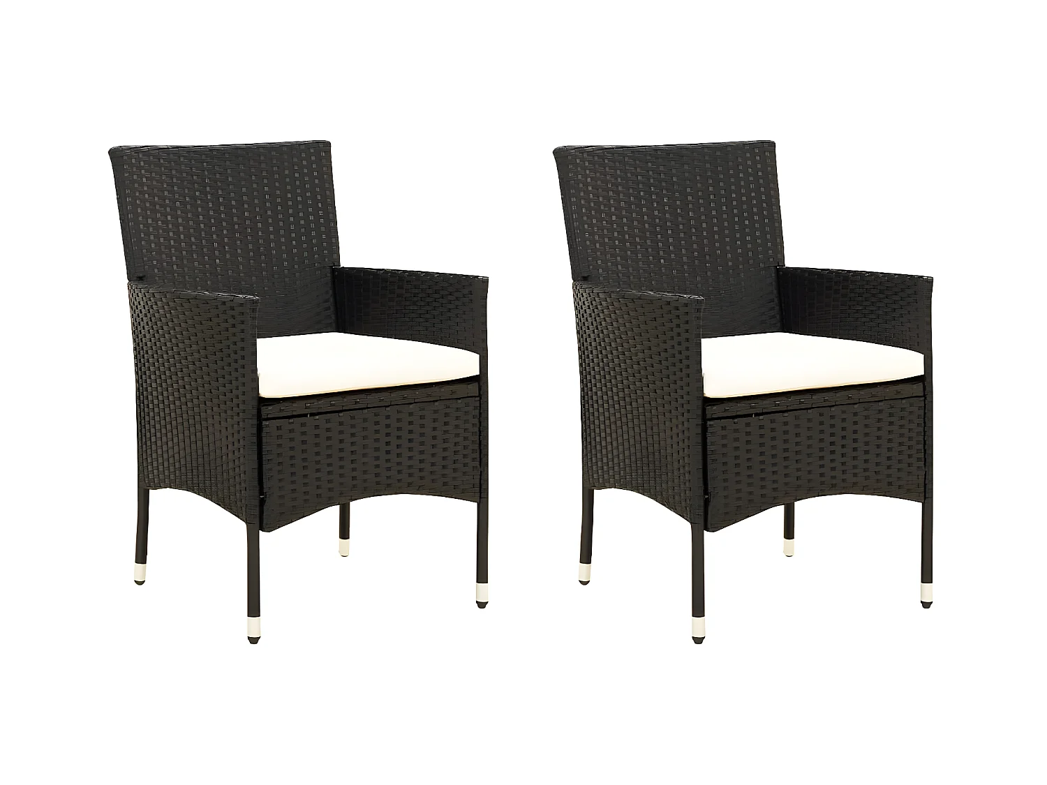 Chaises de jardin 2 pcs avec coussins Résine tressée Noir SEF83240