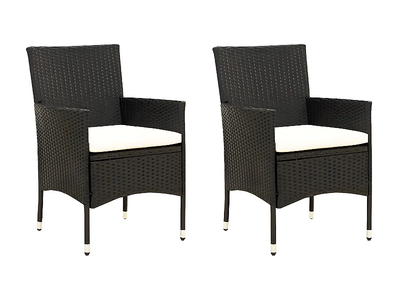 Chaises de jardin 2 pcs avec coussins Résine tressée Noir SEF83240