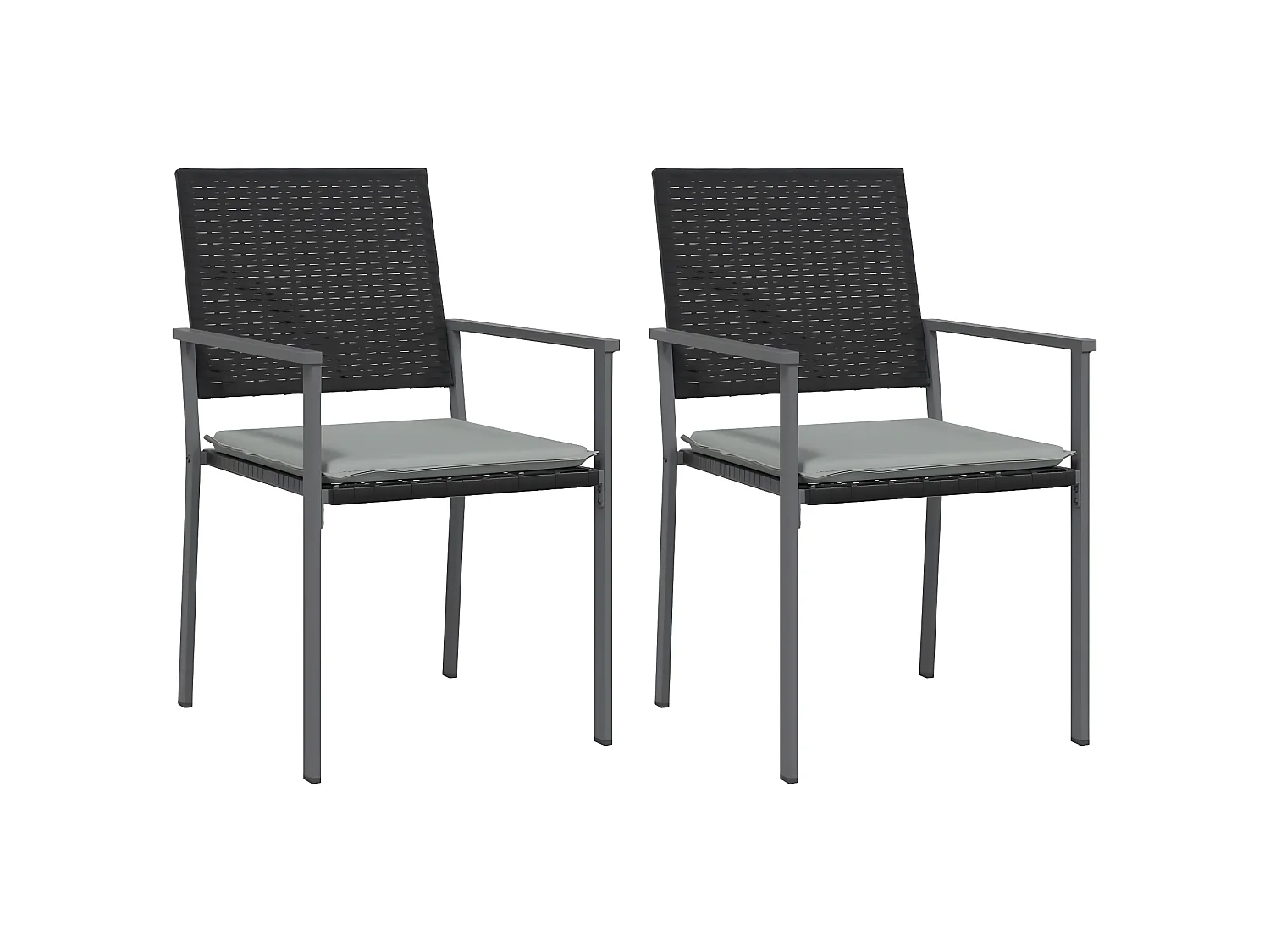 Chaises de jardin et coussins lot de 2 noir 54x62,5x89 cm rotin SEF85849