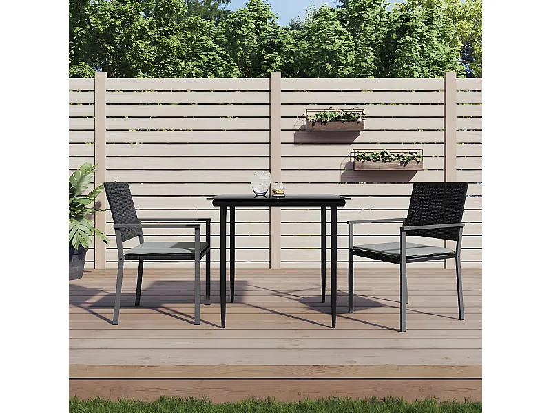 Chaises de jardin et coussins lot de 2 noir 54x62,5x89 cm rotin SEF85849