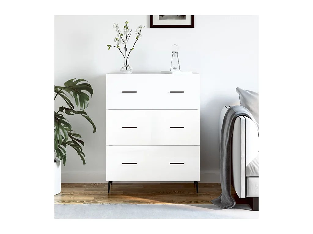 Sideboard Lowboard - Hochglanz-Weiß 69,5x34x90 cm Holzwerkstoff -RM77248