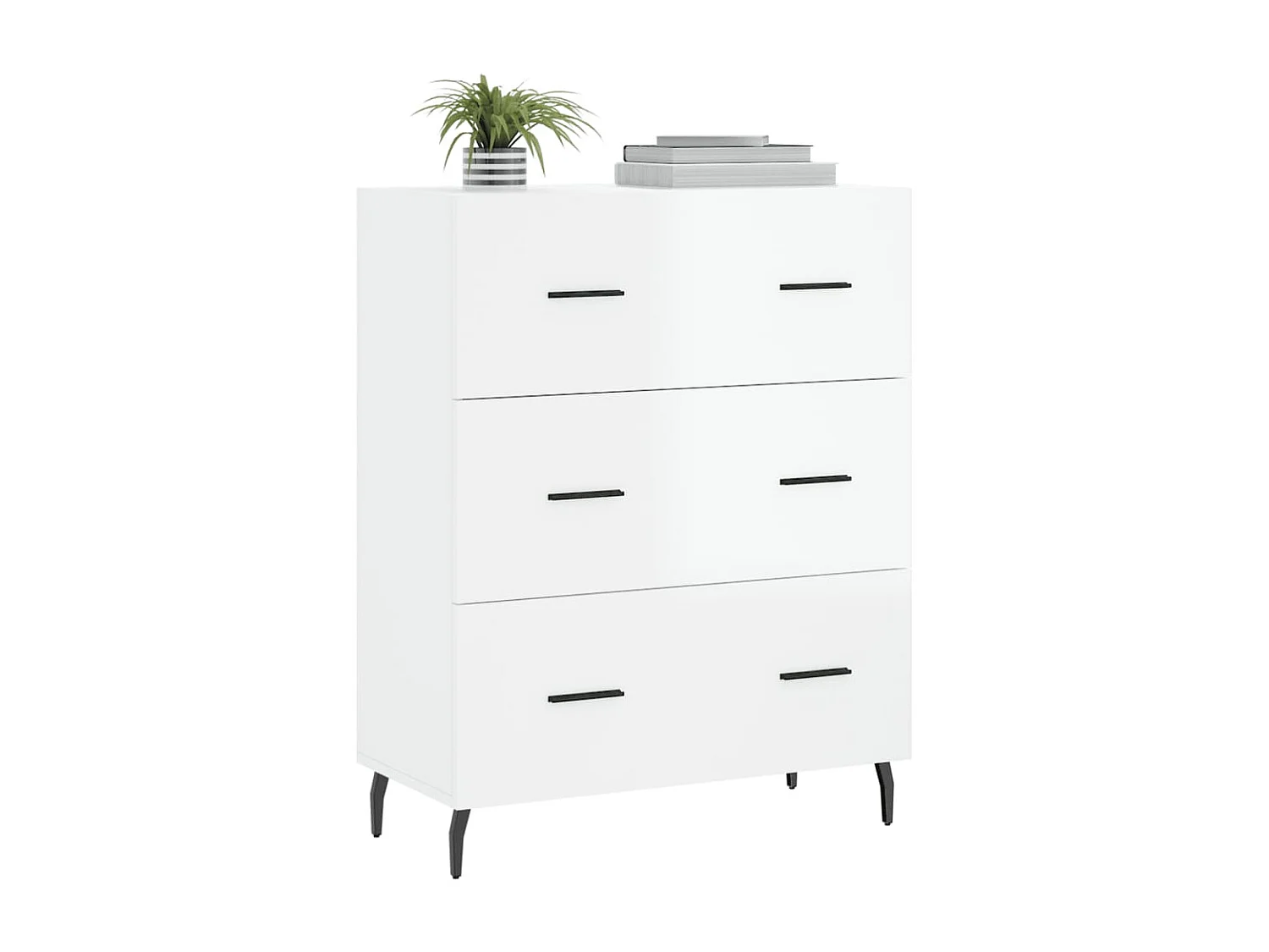 Sideboard Lowboard - Hochglanz-Weiß 69,5x34x90 cm Holzwerkstoff -RM77248