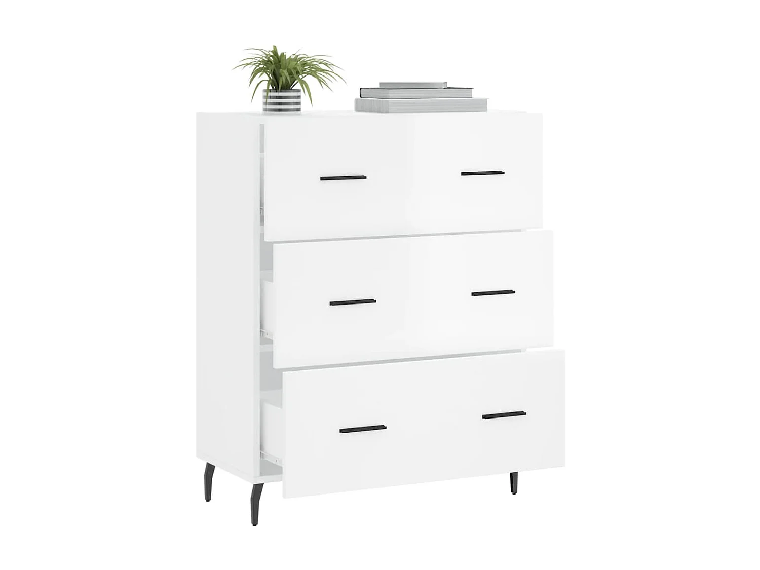 Sideboard Lowboard - Hochglanz-Weiß 69,5x34x90 cm Holzwerkstoff -RM77248