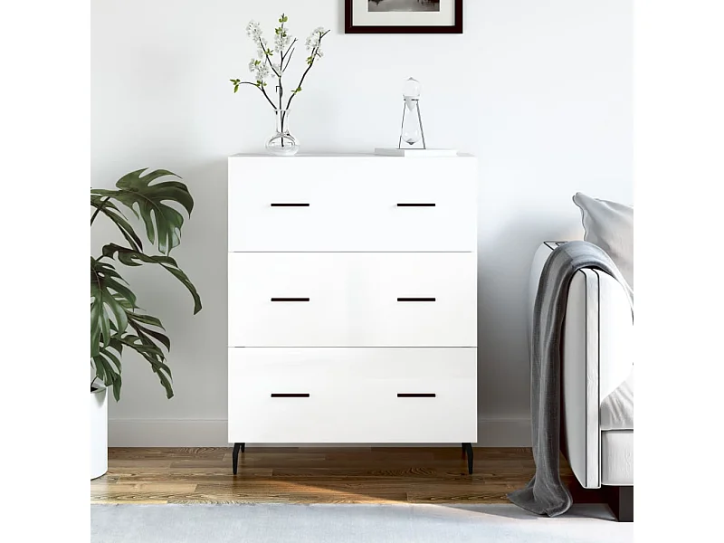 Sideboard Lowboard - Hochglanz-Weiß 69,5x34x90 cm Holzwerkstoff -RM77248