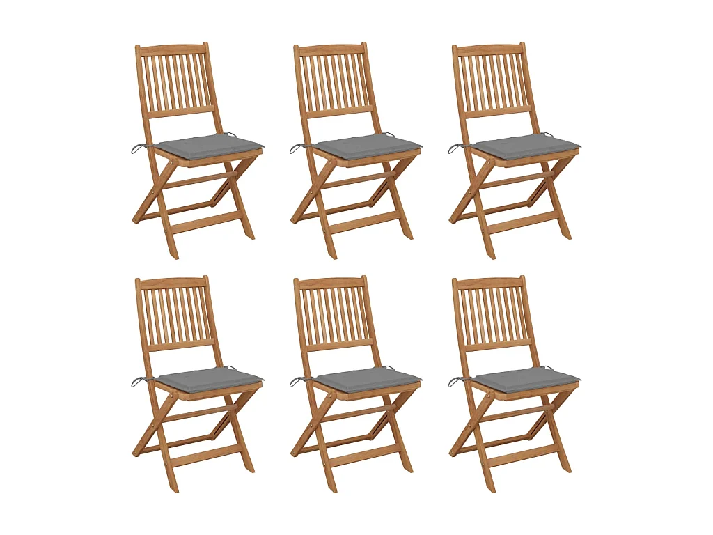 Chaises pliables de jardin 6 pcs avec coussins Bois d'acacia SEF18448