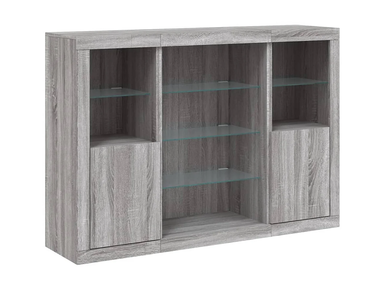 Sideboards Grau Anrichten mit LED-Leuchten im 3er-Set Anrichten Sonoma Holzwerkstoff -RM70683