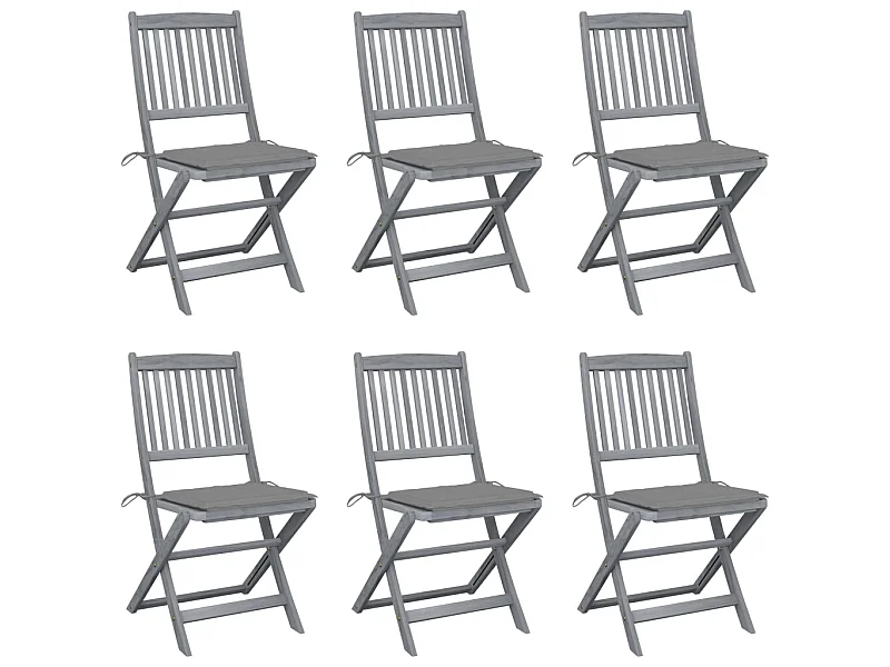 Cadeiras exterior dobráveis c/ almofadões 6 pcs acácia maciça PT641582