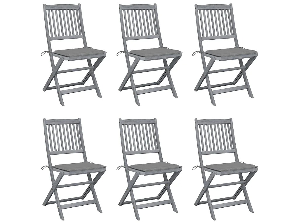 Klappbare Gartenstühle 6 Stk.| Outdoor-Stuhl mit Sitzkissen Massivholz Akazie -gkd475729