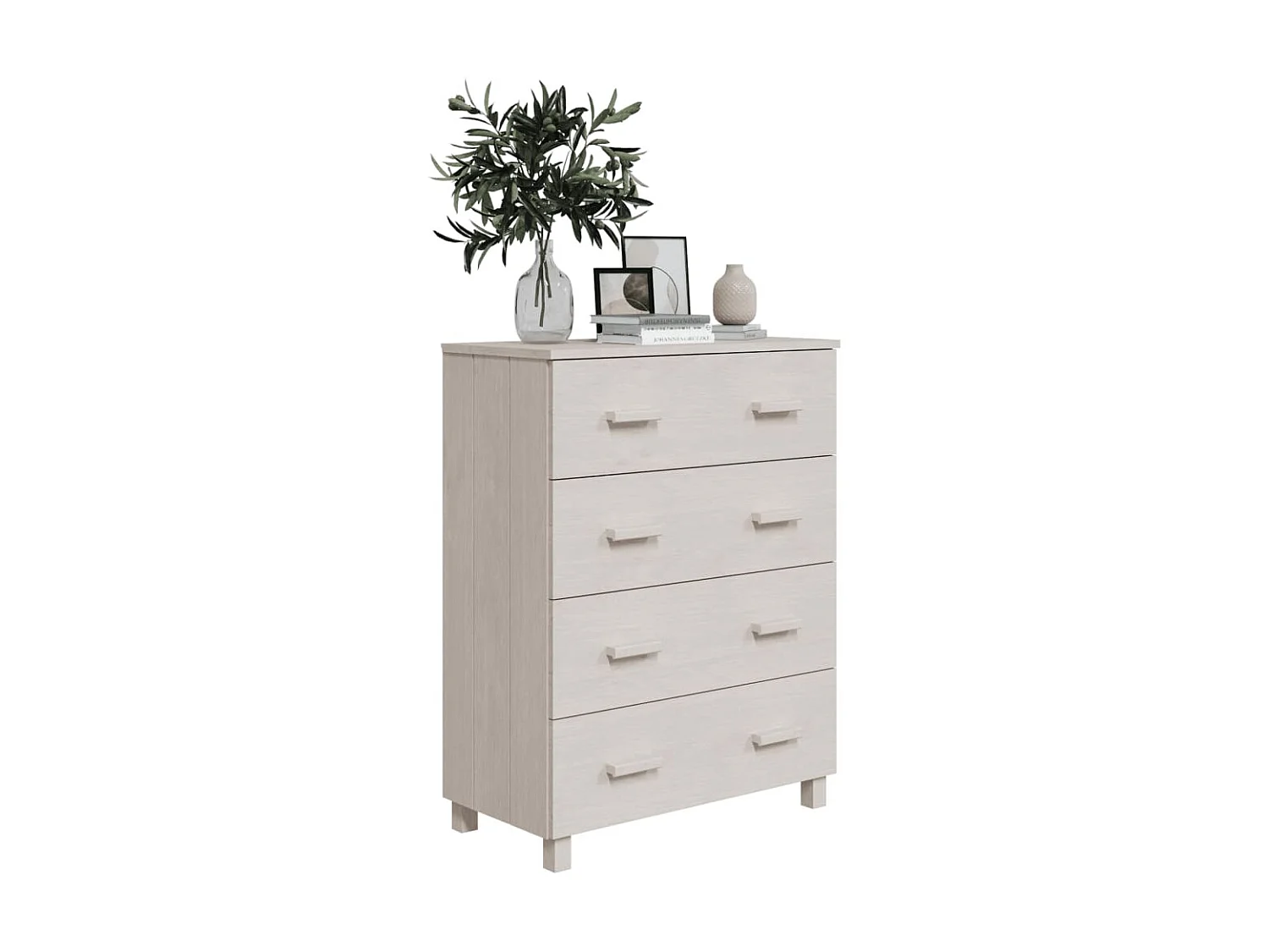 Sideboard Lowboard - HAMAR Weiß 79x40x103,5 cm Massivholz Kiefer -RM92969