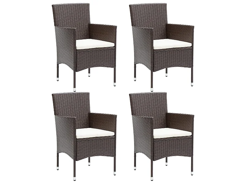 Chaises de salle à manger de jardin 4 pcs Résine tressée Marron SEF50702