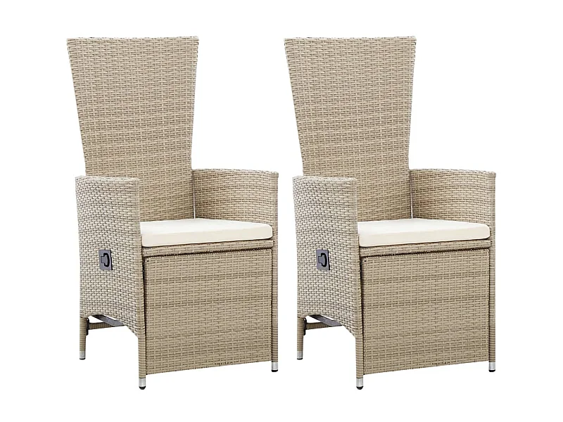 Chaises inclinables 2 pcs et coussins Résine tressée Beige SEF66367