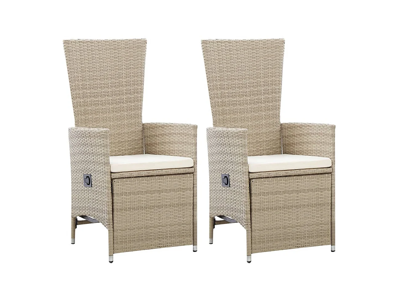 Chaises inclinables 2 pcs et coussins Résine tressée Beige SEF66367