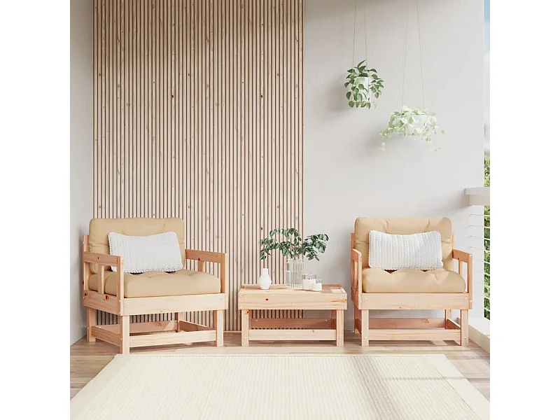 Sillones de jardín con cojines 2 uds madera maciza de pino ES32375