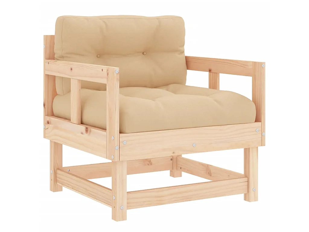 Sillones de jardín con cojines 2 uds madera maciza de pino ES32375