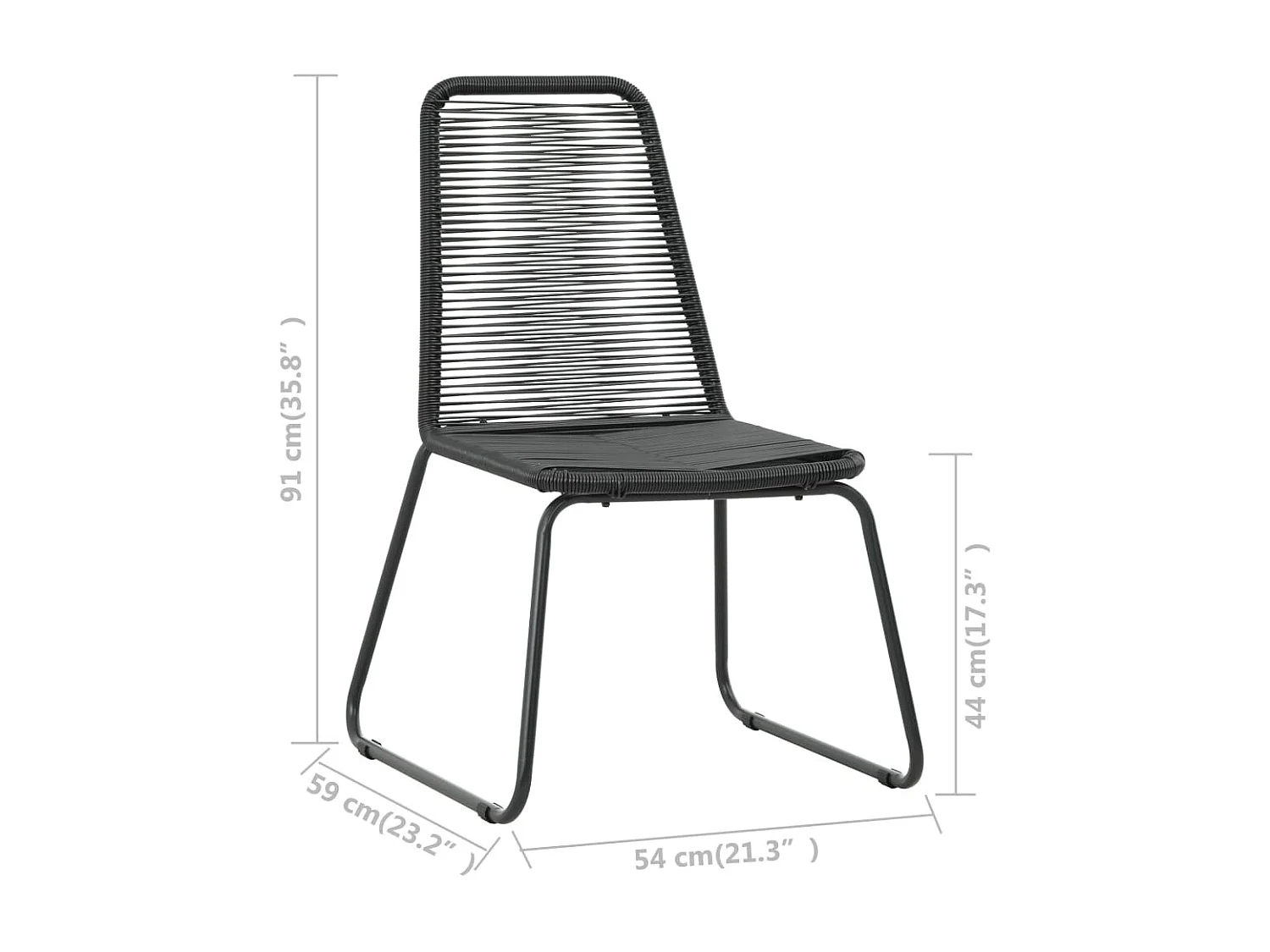 Chaises d'extérieur 2 pcs Résine tressée Noir SEF67024