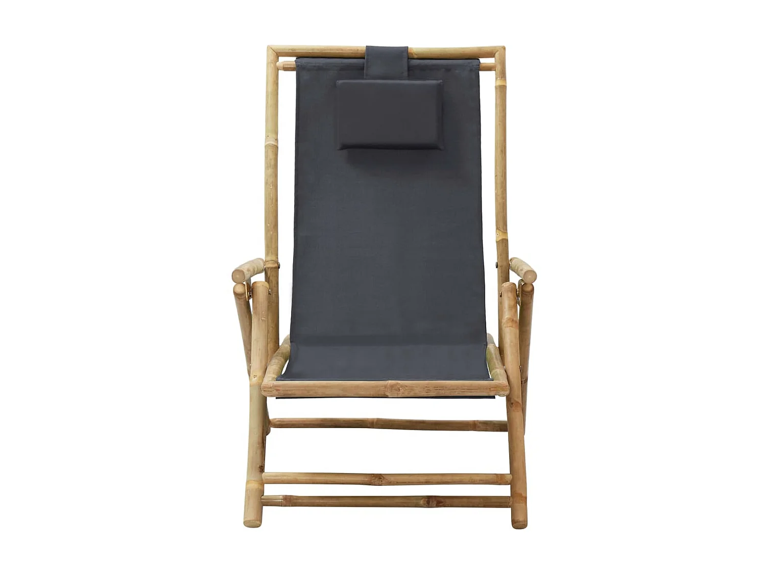 Silla de relax reclinable de bambú y tela gris oscuro ES58109