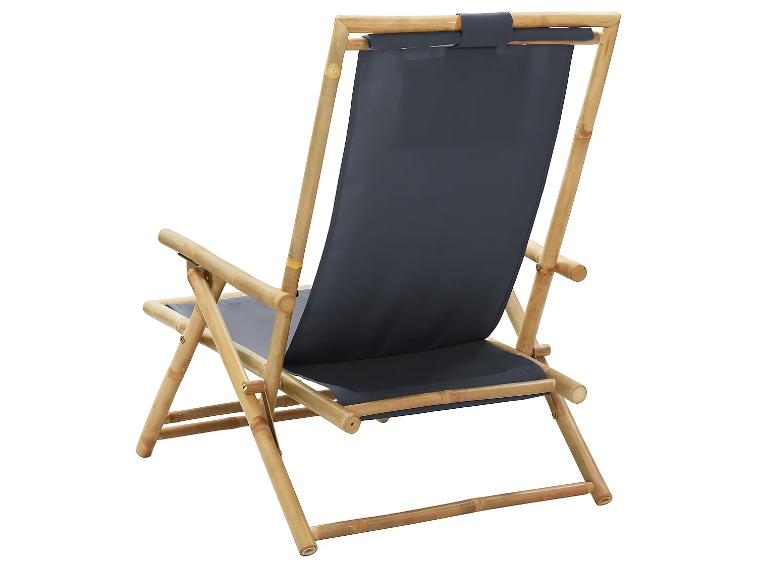 Silla de relax reclinable de bambú y tela gris oscuro ES58109