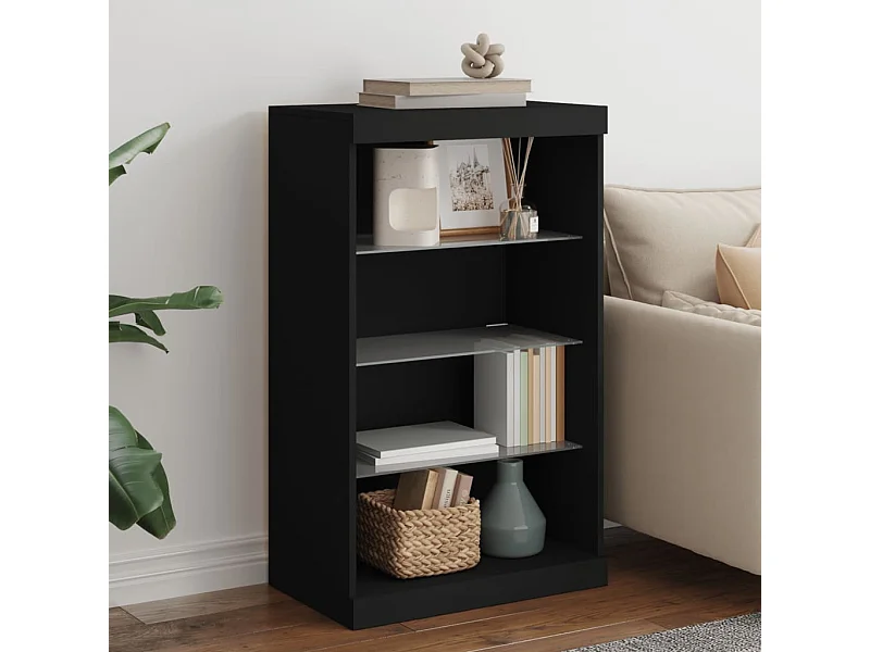 Sideboard mit LED-Leuchten Anrichte Schwarz 60,5x37x100 cm -RM90423
