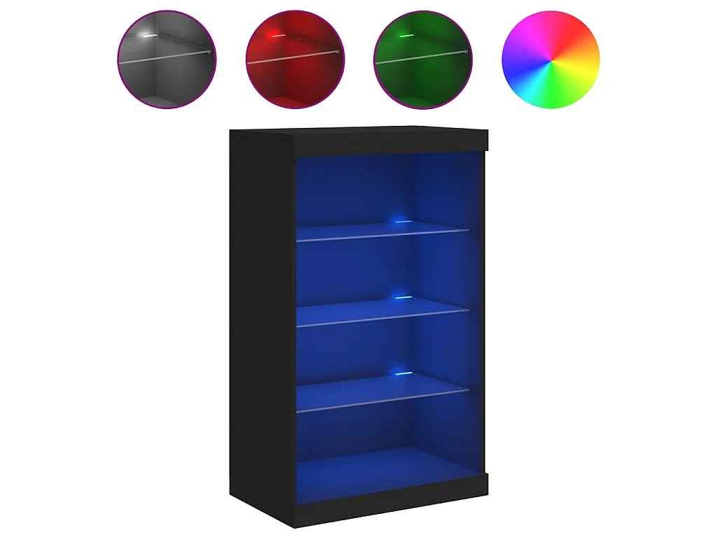 Sideboard mit LED-Leuchten Anrichte Schwarz 60,5x37x100 cm -RM90423
