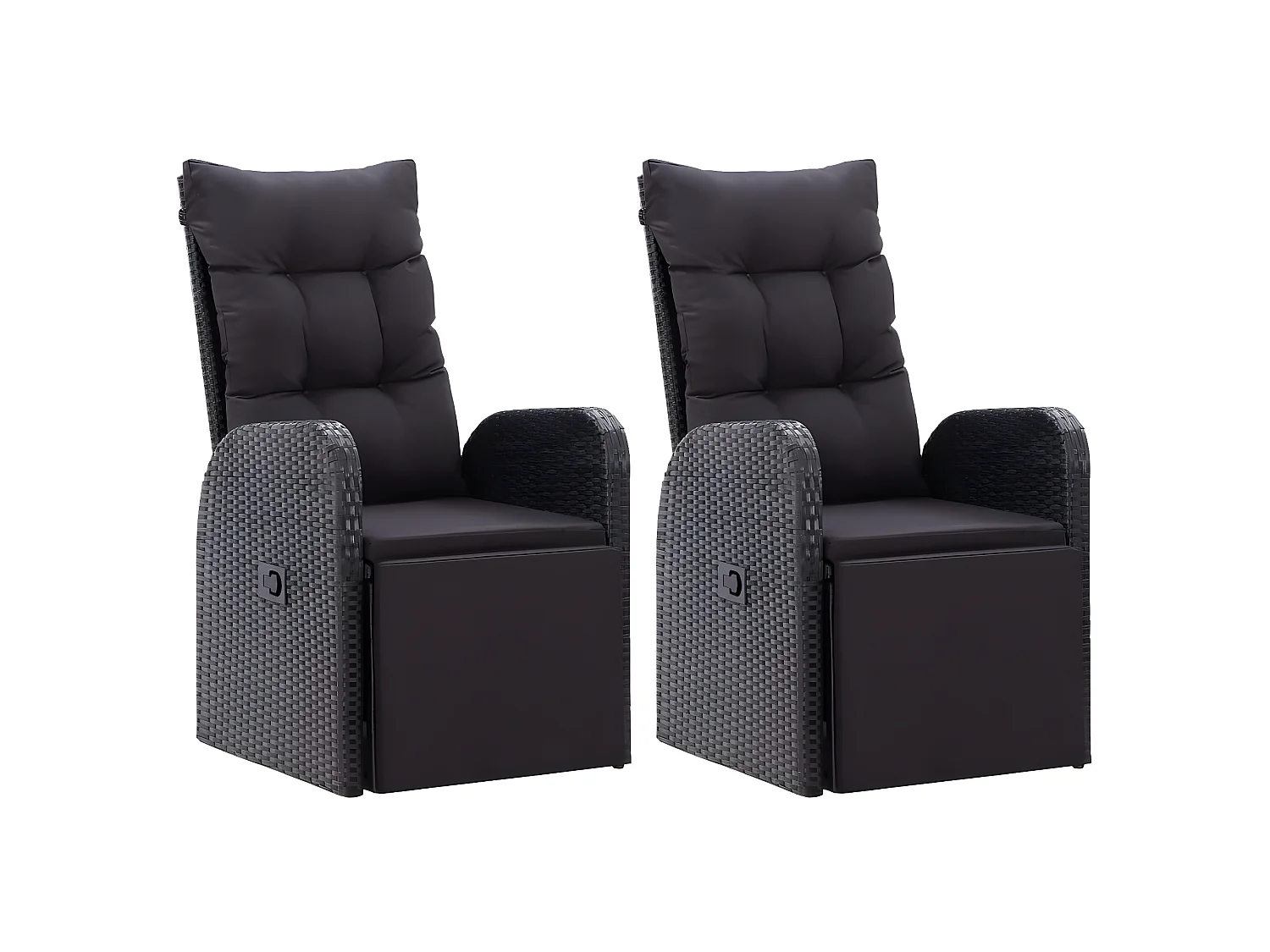 Cadeiras de jardim reclináveis c/ almofadões 2pcs vime PE preto PT656127