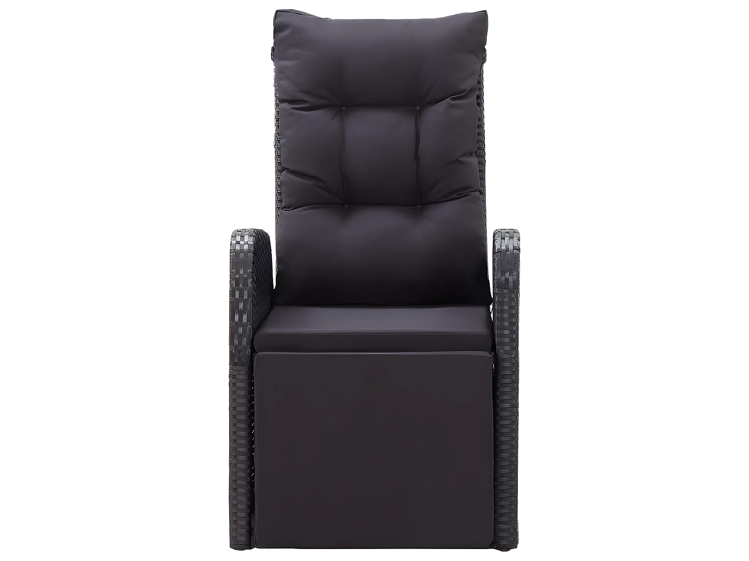 Chaises de jardin inclinables coussins 2pcs Noir Résine tressée SEF78643