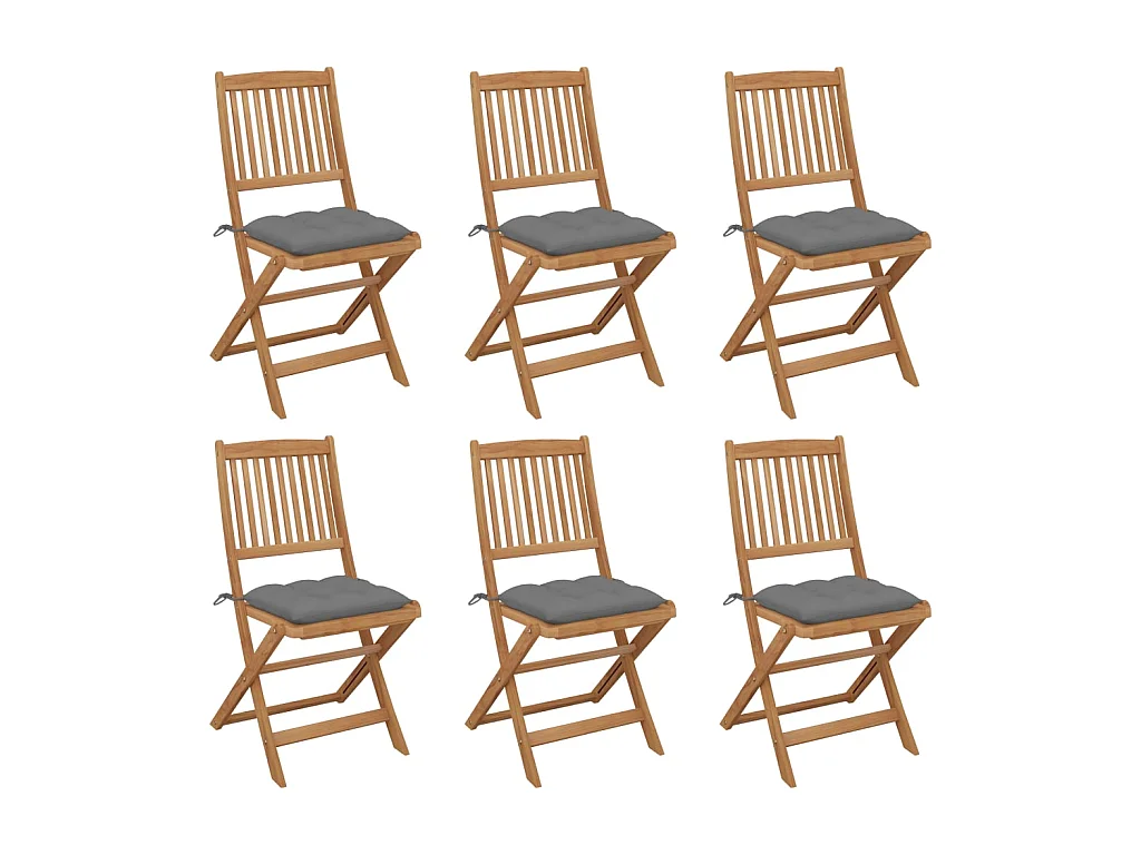 Chaises pliables de jardin 6 pcs avec coussins Bois d'acacia SEF67656