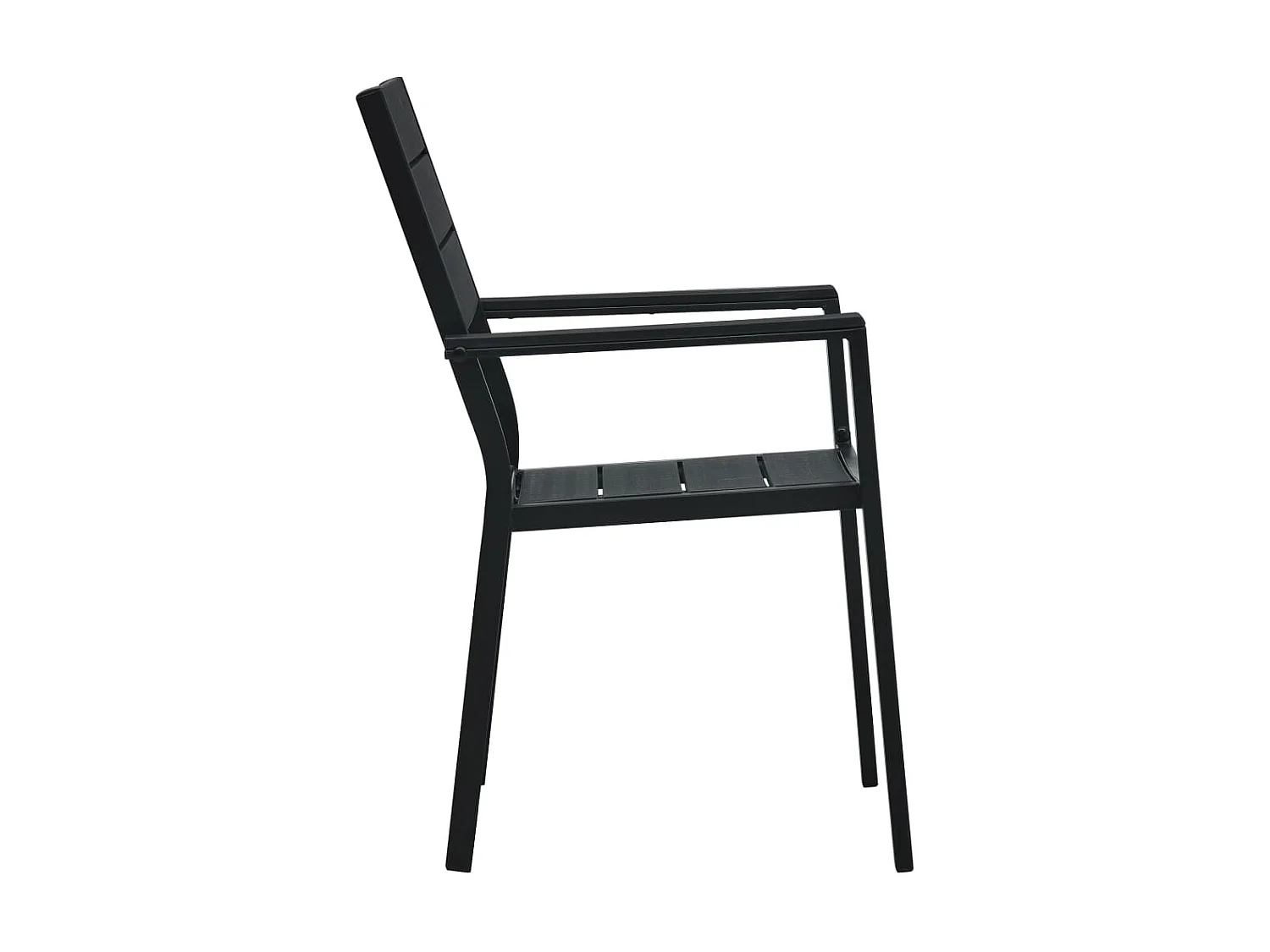 Chaises de jardin 4 pcs Noir PEHD Aspect de bois SEF87914