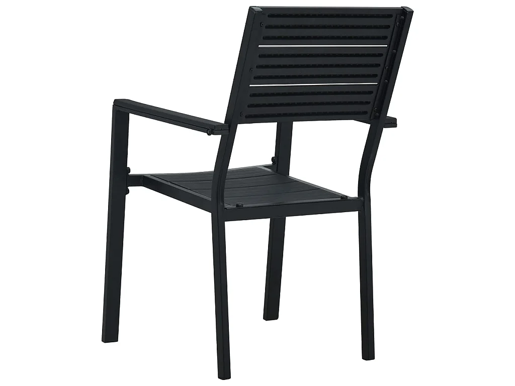 Chaises de jardin 4 pcs Noir PEHD Aspect de bois SEF87914