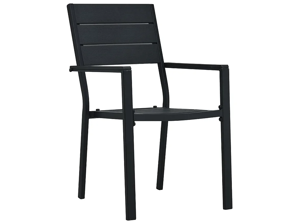 Chaises de jardin 4 pcs Noir PEHD Aspect de bois SEF87914