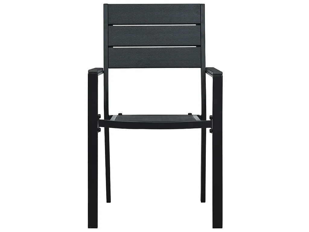 Chaises de jardin 4 pcs Noir PEHD Aspect de bois SEF87914