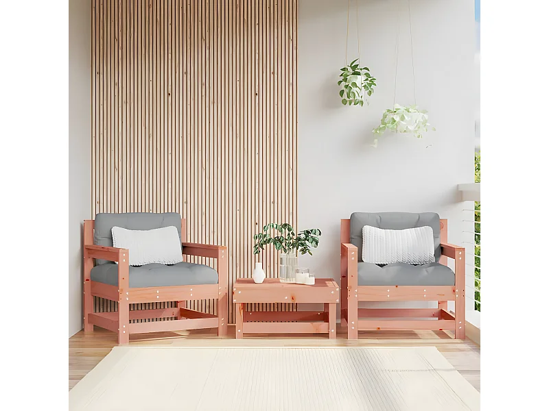 Sillones de jardín y cojines 2 uds madera maciza abeto Douglas ES74440