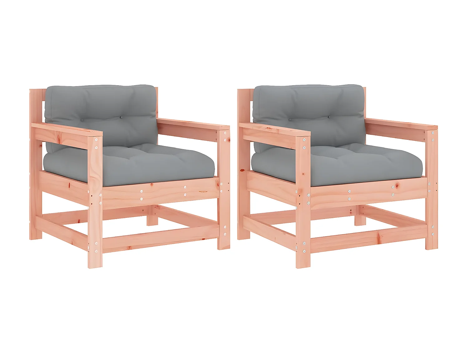 lot de 2 Chaises de jardin avec coussins bois massif douglas PWRS21124