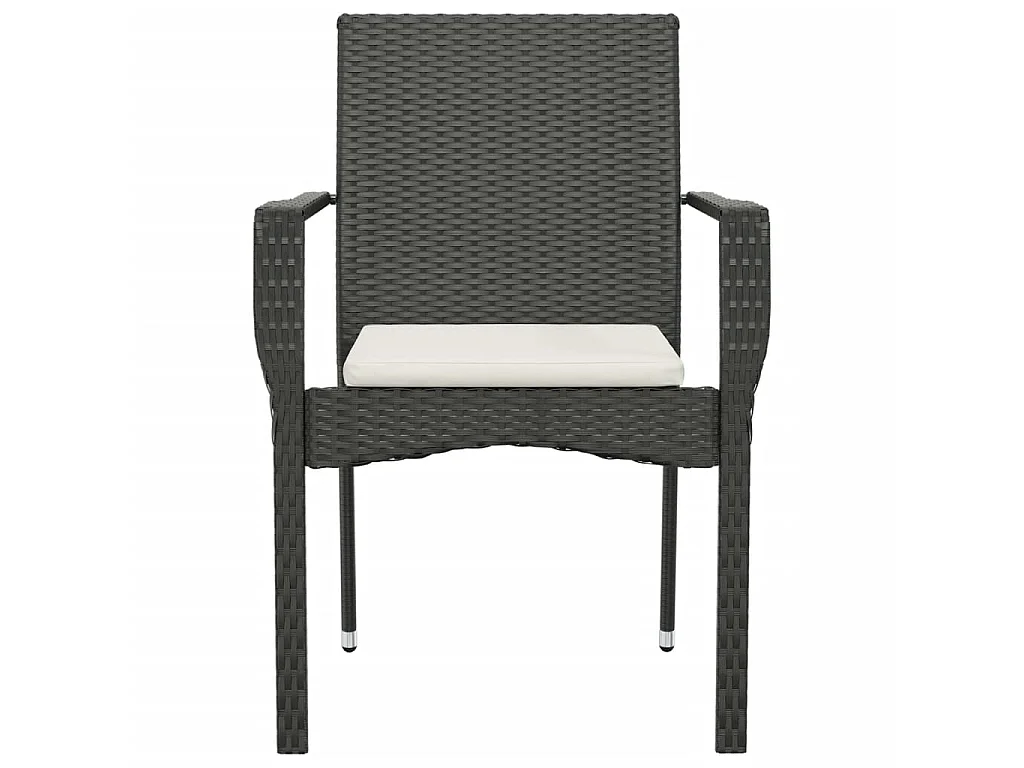 Cadeiras de jardim com almofadões 2 pcs vime PE preto PT347880