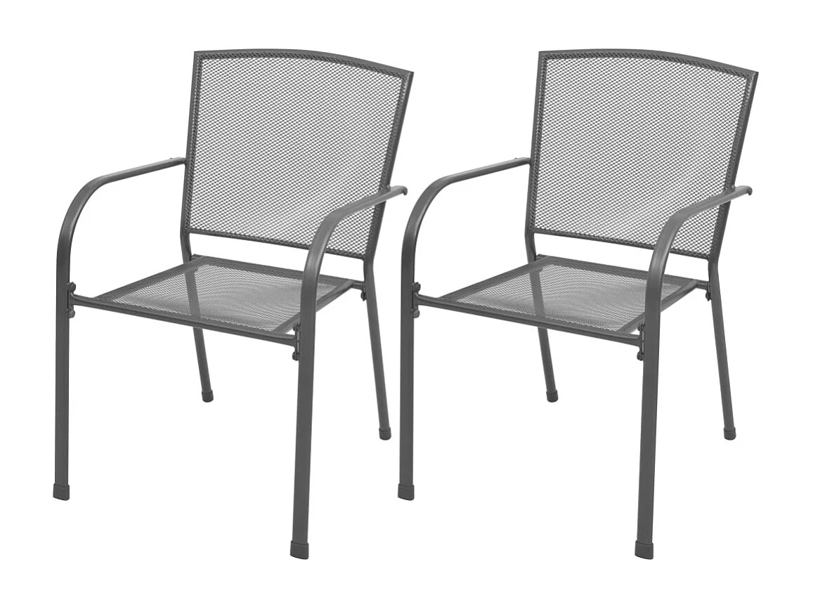 Chaises empilables de jardin 2 pcs Acier Gris SEF25721