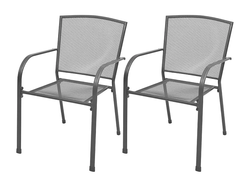Chaises empilables de jardin 2 pcs Acier Gris SEF25721