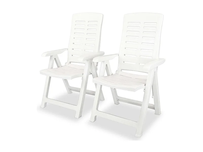 2 pcs Chaises inclinables de jardin Plastique Blanc SEF95727