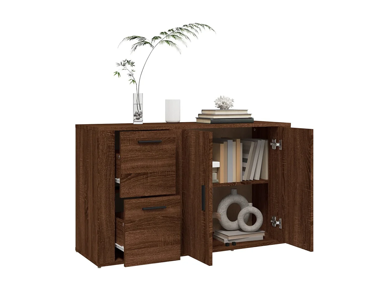 Sideboard Lowboard - Braun Eichen-Optik 100x33x59,5 cm Holzwerkstoff -RM49512