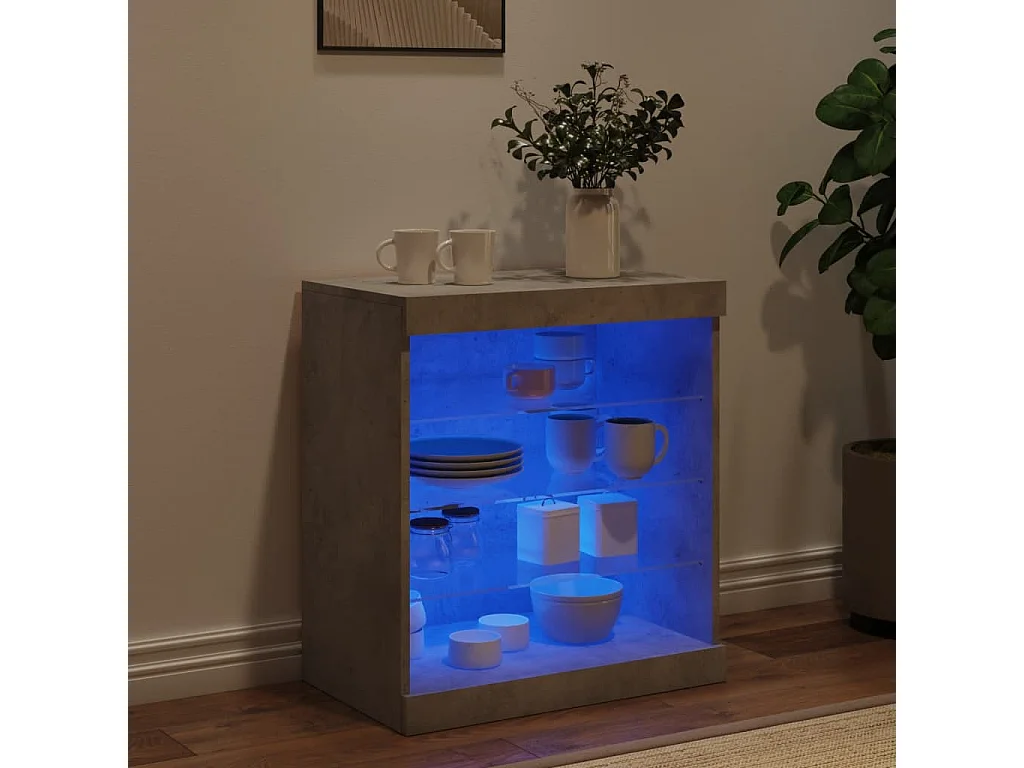Sideboard mit LED-Leuchten - Anrichte Betongrau 60,5x37x67 cm -RM74646