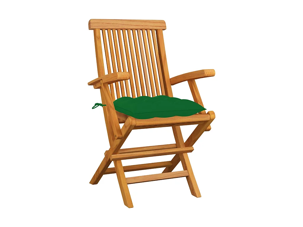 Chaises de jardin avec coussins vert 3 pcs Bois de teck massif SEF99614
