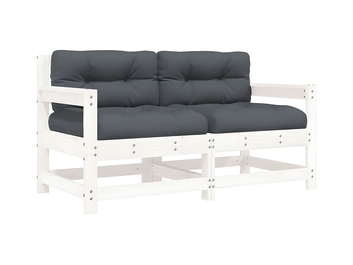 lot de 2 Chaises de jardin avec coussins blanc bois de pin massif PWRS38545