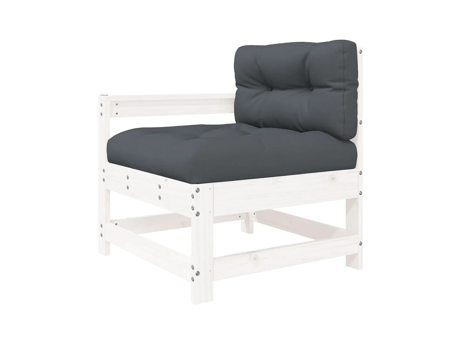lot de 2 Chaises de jardin avec coussins blanc bois de pin massif PWRS38545
