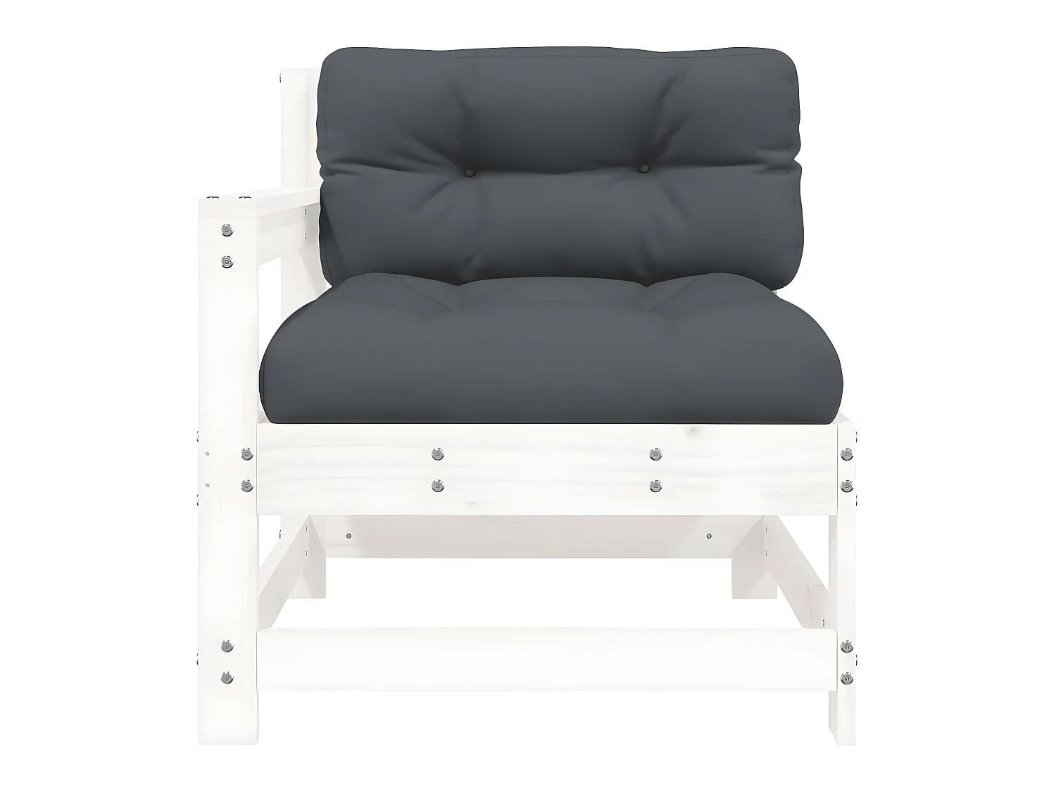 lot de 2 Chaises de jardin avec coussins blanc bois de pin massif PWRS38545