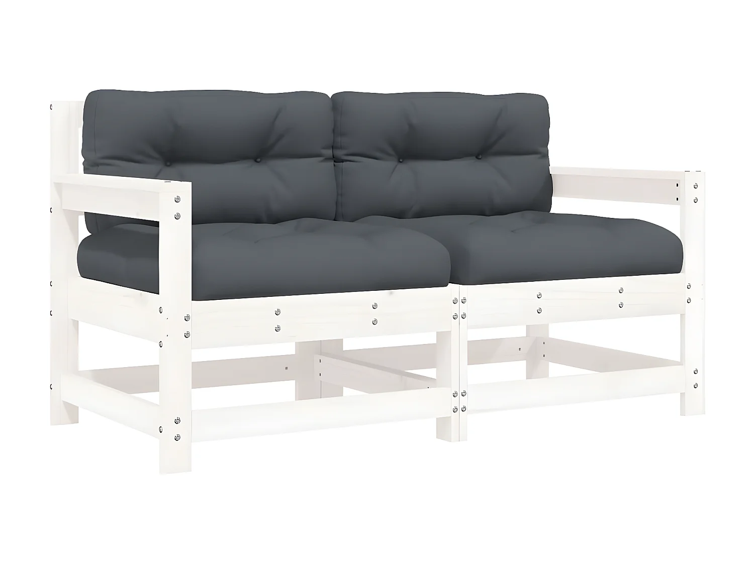 lot de 2 Chaises de jardin avec coussins blanc bois de pin massif PWRS38545