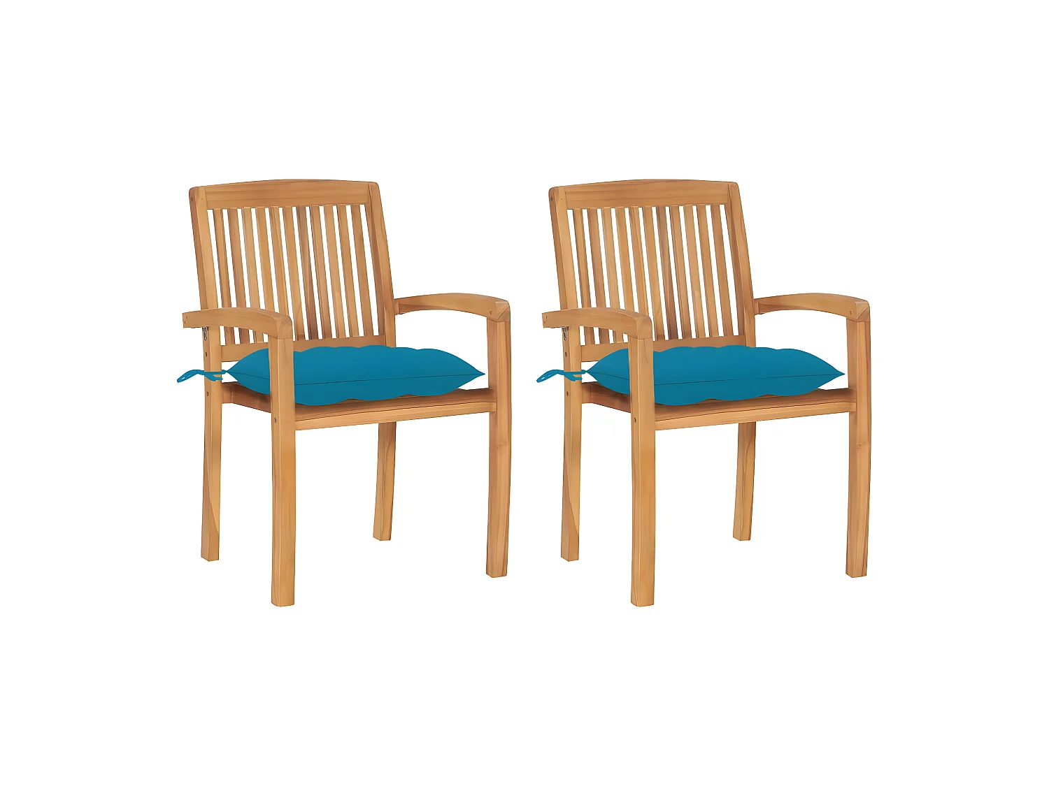Chaises de jardin 2 pcs avec coussins bleu clair Bois de teck SEF20328
