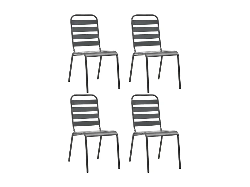 Cadeiras de jardim design ripado 4 pcs aço cinzento-escuro PT385978