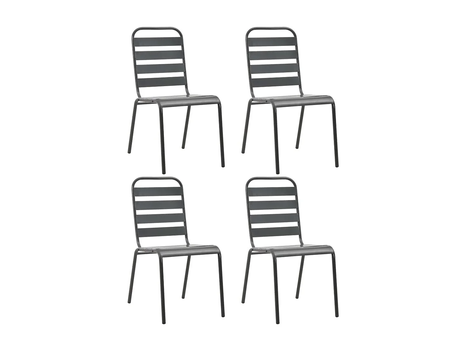Chaises d'extérieur 4 pcs Design à lattes Acier Gris foncé SEF42860