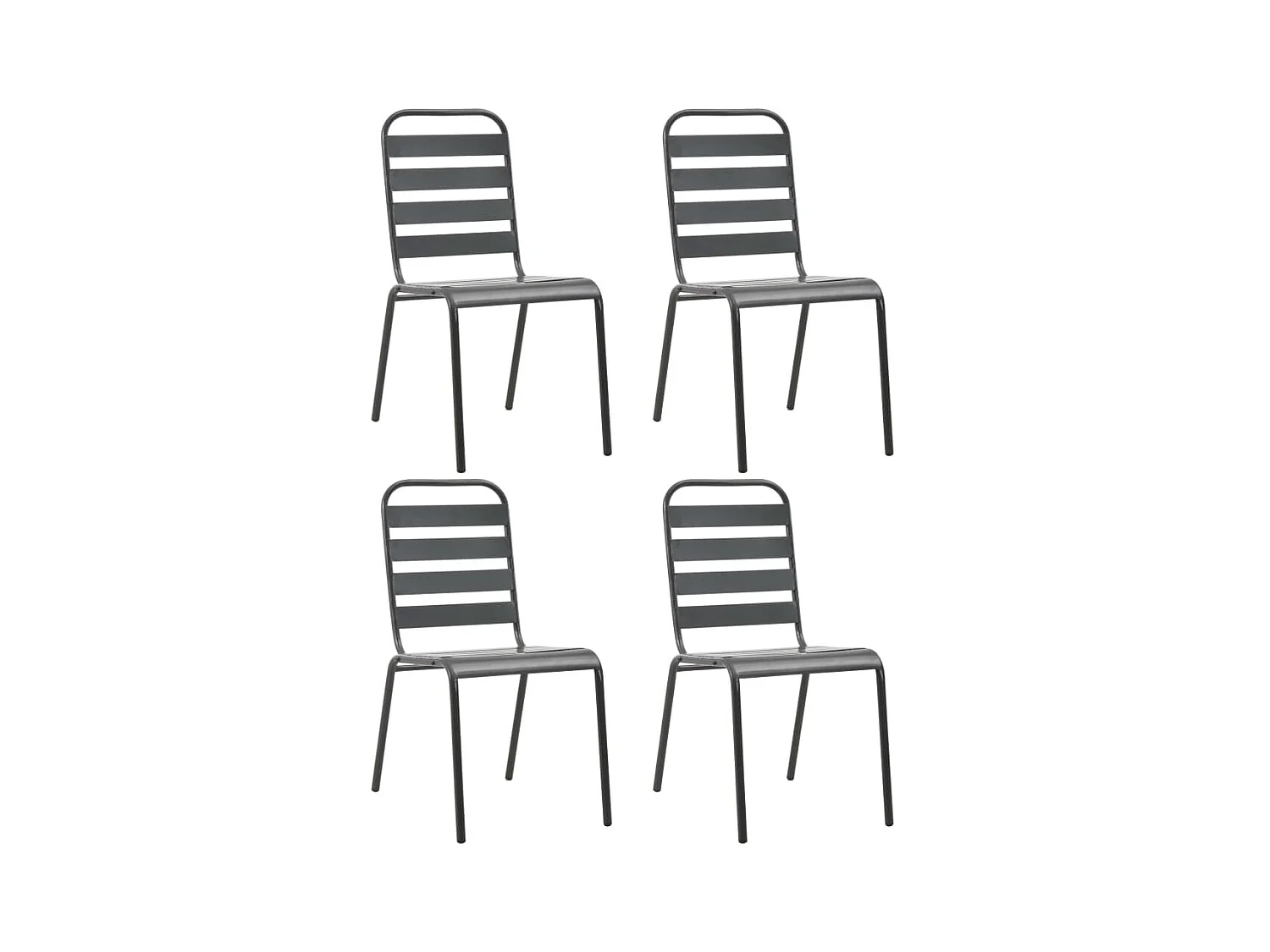 Chaises d'extérieur 4 pcs Design à lattes Acier Gris foncé SEF42860
